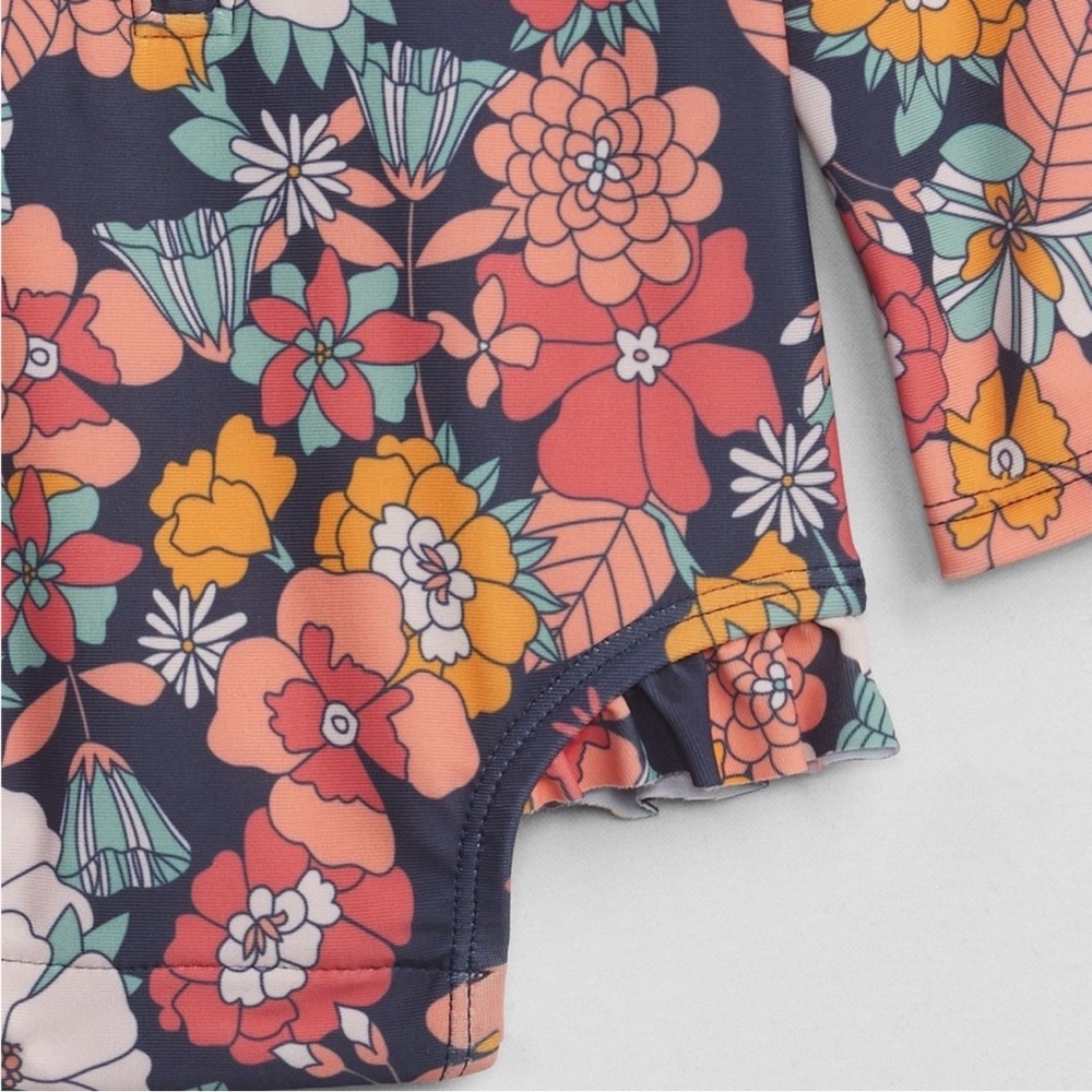 Floral Print Baby One-Piece RashGuard 0-3M - Picture 3 of 3